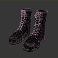 Vintage Black Leather Boots With Lace Up Design And Distressed Texture