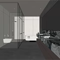 Modern Minimalist Bathroom Interior Design With Glass Shower Enclosure Free Standing Bathtub And Marble Countertop