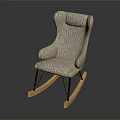 Modern Gray Upholstered Rocking Chair With Wooden Rocking Legs And Comfortable Design