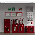 Comprehensive Fire Safety Equipment Including Exit Signs Fire Extinguishers And Control Panels 3d model