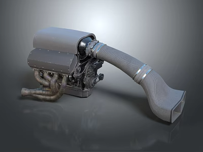 Detailed Automotive Engine Featuring High Performance Intake Pipe And Exhaust Manifold 3d model