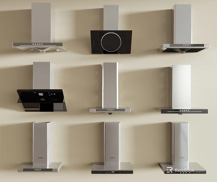 Various Modern Kitchen Range Hoods As Essential Appliances For Home Use 3d model 