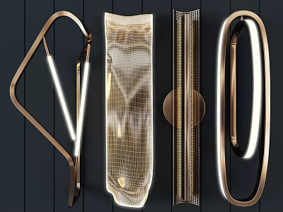 Modern Design Wall Lamps With Brass Finish Geometric Shapes And Illuminated Glow 3d model