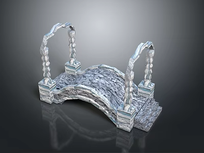 Decorative Silver Bridge Model With Beaded Railings And Textured Metallic Surface 3d model