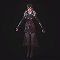 Fantasy Female Warrior Character In Armored Outfit With Fur Trimmed Coat Leather Boots And Gloves