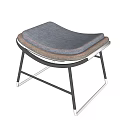 Modern Stool With Curved Gray Padded Seat And Black Metal Frame Structure
