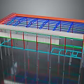 Building Structure Frame 3D Model With Colorful Steel Beams And Support Columns