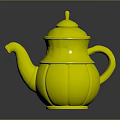 Yellow Pumpkin Shaped Teapot With Silver Top And Handle For Home Kitchen Use
