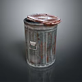 Rusty Metal Trash Can With Lid And Handle For Daily Home Use