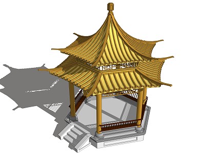 Chinese Style Pavilion National Tide Sunshade Facilities Building Octagonal Pavilion model