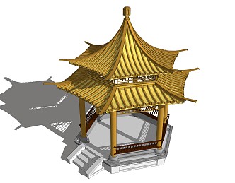 Chinese Style Pavilion National Tide Sunshade Facilities Building Octagonal Pavilion 3d model