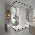 Modern Bathroom Interior Design With Glass Shower Wooden Vanity And Natural Light
