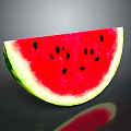 Fresh Juicy Watermelon Slice with Red Flesh Black Seeds and Green Rind