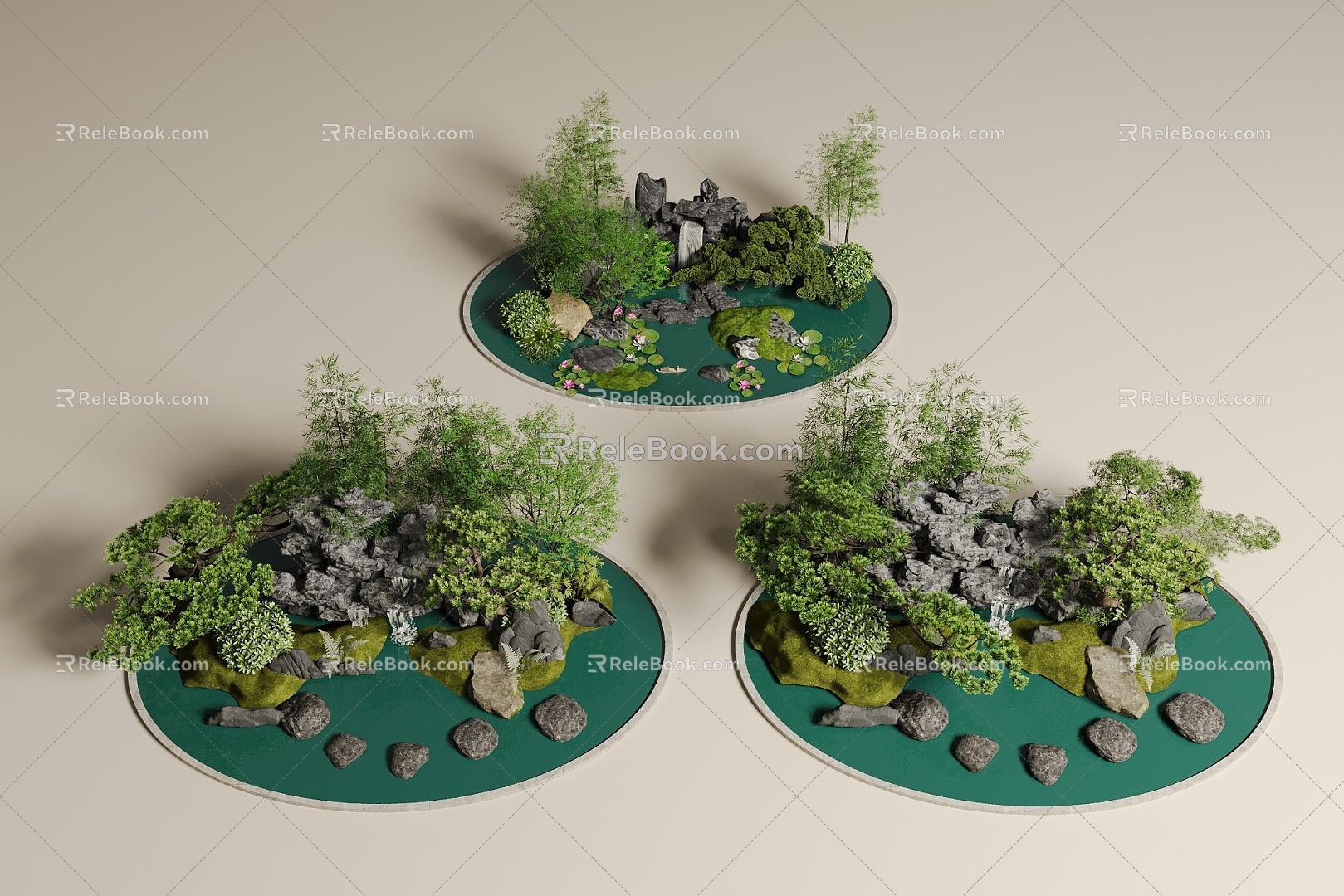 Chinese-style rockery landscape courtyard landscape sketch rockery landscape 3d model