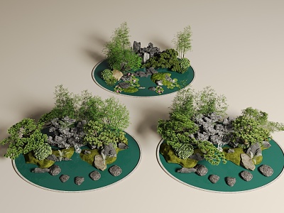 Chinese-style rockery landscape courtyard landscape sketch rockery landscape 3d model