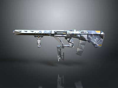 Futuristic Tactical Rifle With Geometric Design And Metallic Multi Colored Finish 3d model