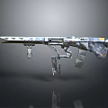 Futuristic Tactical Rifle With Geometric Design And Metallic Multi Colored Finish