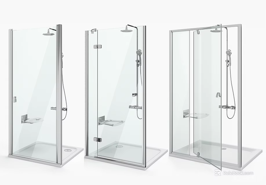 Modern Shower Sauna Glass Enclosures With Shower Heads And Handheld Showers 3d model 
