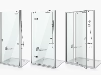 Modern Shower Sauna Glass Enclosures With Shower Heads And Handheld Showers 3d model