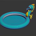 Commercial Blue Inflatable Pool Equipment With Yellow Seahorse Decoration For Kids Play Zones