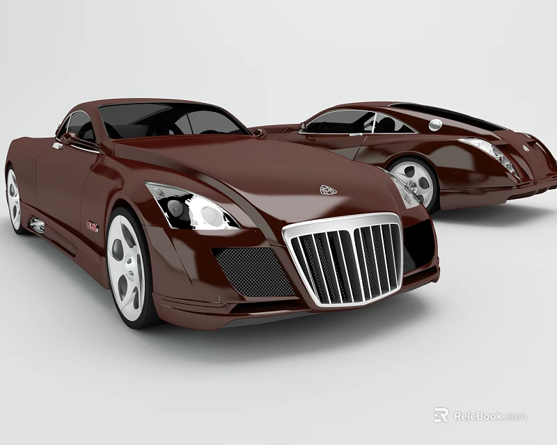Two Deep Red Sports Cars With Classic Grille And Sleek Body Design 3d model 