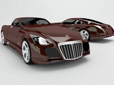 Two Deep Red Sports Cars With Classic Grille And Sleek Body Design 3d model