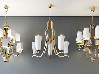 Simple European chandelier fashion simple metal chandelier combination 3d model