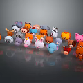 Cute Animal Decorative Figurine Set With Various Cartoon Characters And Colorful Designs
