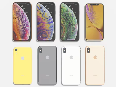 Apple Smartphones With Various Color Options And Sleek Back Front Design 3d model
