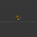 Green Cartoon Character Wearing Yellow Sun Hat Near BUZ Sign Palm Balloon And Green Spiral
