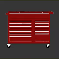 Red Tool Cabinet With Multiple Drawers And Wheels On Top Surface 3d model