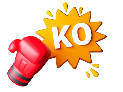 Vibrant Red Boxing Glove With Yellow Starburst Shape And KO Text As Sports Equipment 3d model