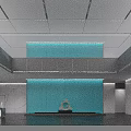 Sleek Modern Corporate Office Reception Lobby With Turquoise Accent Wall And Polished Marble Interior Design