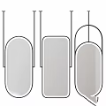 Stylish Modern Mirrors With Oval Rectangular Shapes And Metallic Frames In Gold Black Silver 3d model