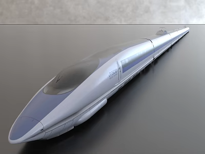 Sleek Modern High Speed Train With Aerodynamic Design And Silver Exterior Finish 3d model