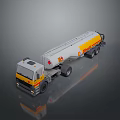White And Yellow Tanker Truck With Shell Logo For Fuel Transport On Gray Background