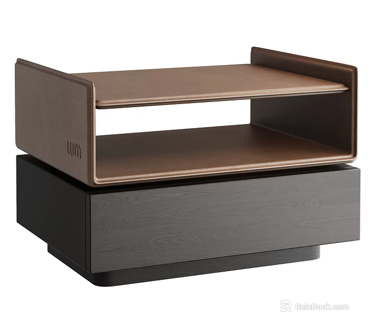 Modern Brown And Dark Gray Wooden Console Cabinet With Two Tier Shelves For Home Entryway 3d model 