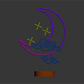 Colorful Decorative Ornament Set With Crescent Moon Clouds Stars And Orange Base