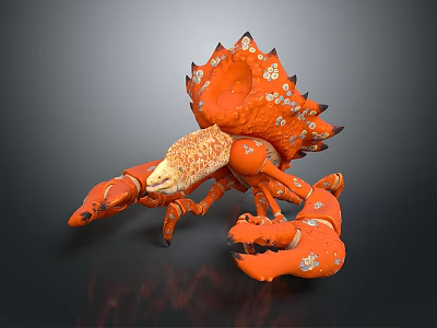 Orange Spiked Spotted Fantasy Lobster Like Creature Character 3d model