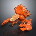 Orange Spiked Spotted Fantasy Lobster Like Creature Character 3d model
