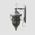 Vintage Wall Sconce With Silver Metal Bracket Green Glass Shade And Decorative Scroll Details