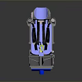 Modern Public Chair 3D Render With Green Seat And Blue Backrest Ergonomic Structure