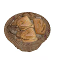 Bread Combination Bamboo Basket Bread Decoration 3d model