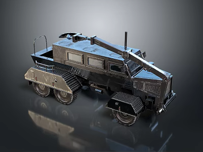 Modern Armored Tank 3D Model With Heavy Tracks Antenna And Railing Structure 3d model