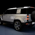 Silver Modern SUV With Sleek Body LED Headlights And Black Wheels Front View