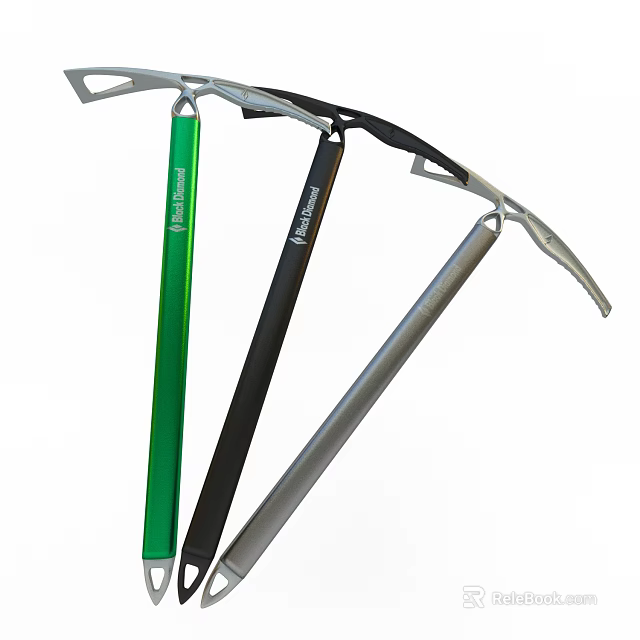 Heavy Duty Pickaxes With Green Black Silver Ergonomic Handles And Metal Heads For Construction Gardening 3d model 