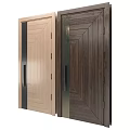 Swing Doors With Light And Dark Wood Grain Design Black And Gold Frames