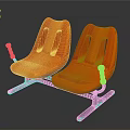 Modern Orange Striped Seats With Black Frames Public Venue Furniture
