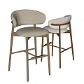 Modern Bar Stools With Wooden Frame And Upholstered Seat Backrest Design