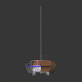 Detailed 3D Model Sailing Ship With Two Masts Open Deck And Metal Rails